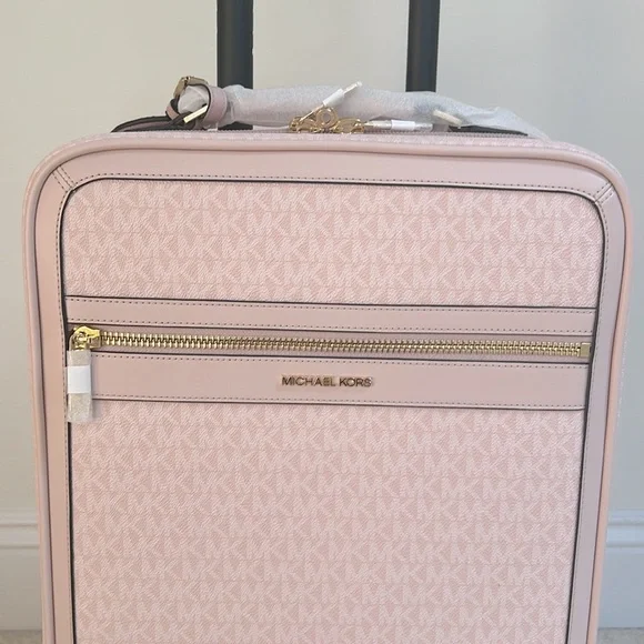 NWT MK Light Pink Signature Logo Travel Carry On Suitcase, 12.75”X 18.75” X 7.5”